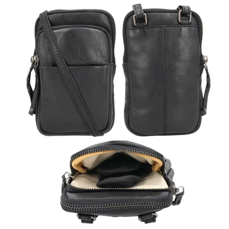 Shay Leather RFID Crossbody Purse Black Handgun Purses - Tophatter Daily Deals