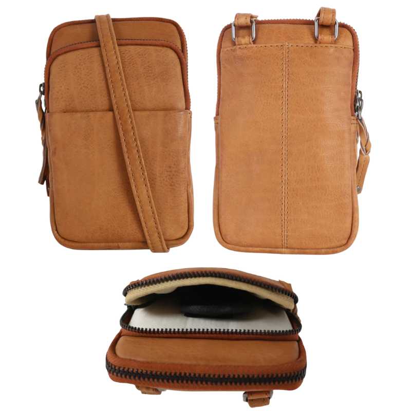 Shay Leather RFID Crossbody Purse Cognac Handgun Purses - Tophatter Daily Deals