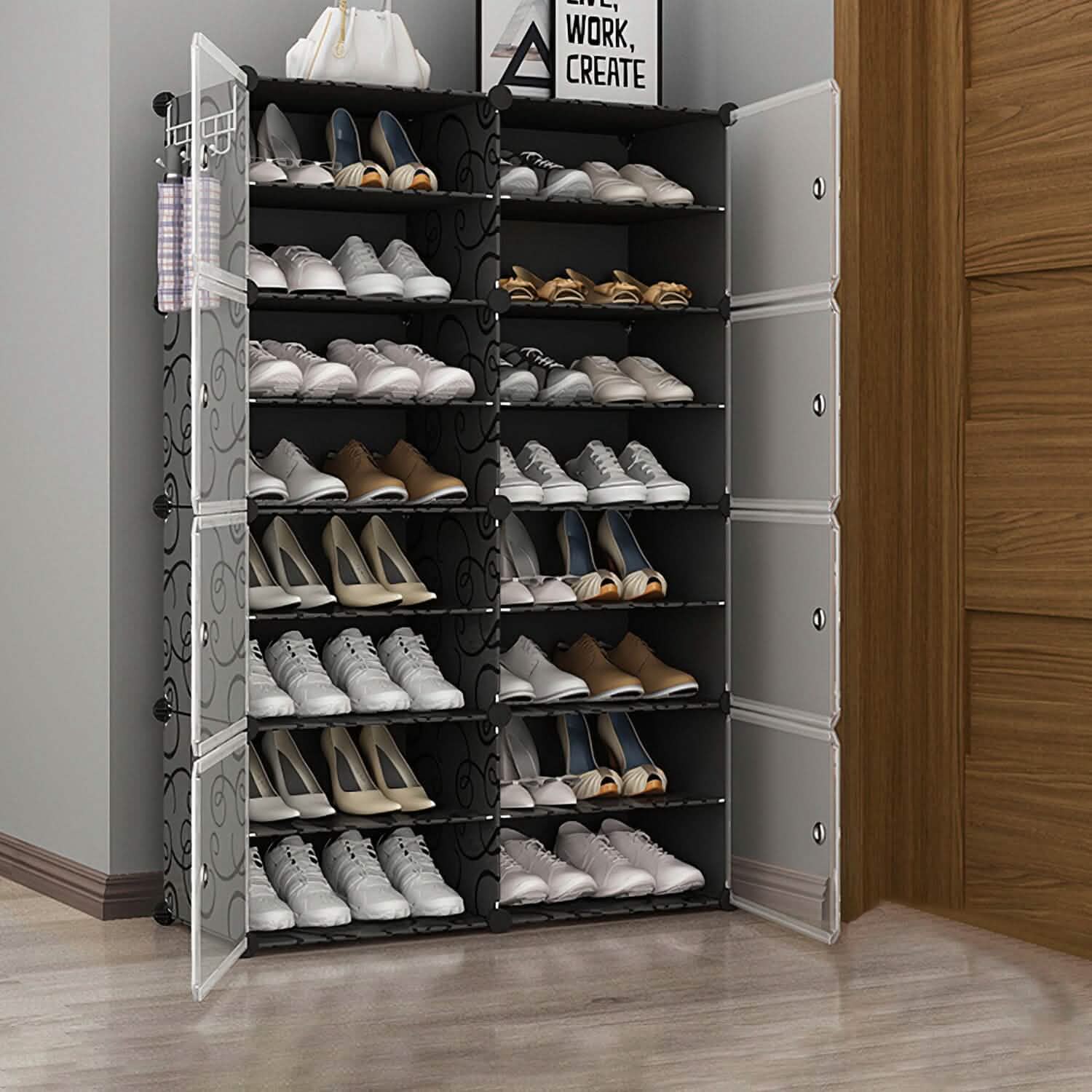 Shoe Rack Organizer with Transparent Doors Storage & Organization - Tophatter Daily Deals