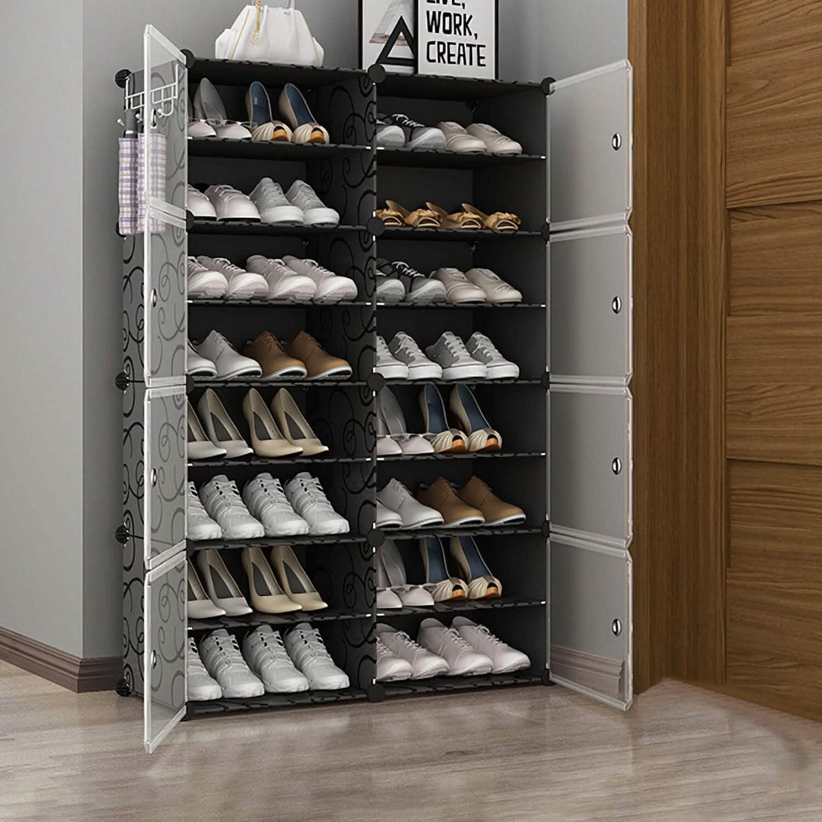 Shoe Rack Organizer with Transparent Doors Storage & Organization - Tophatter Daily Deals