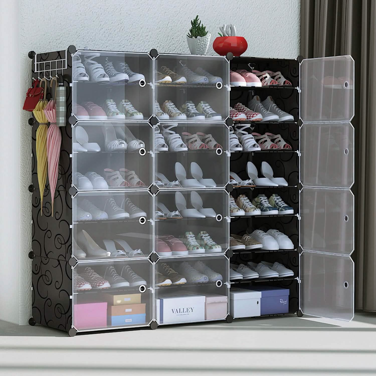 Shoe Rack Organizer with Transparent Doors Storage & Organization - Tophatter Daily Deals