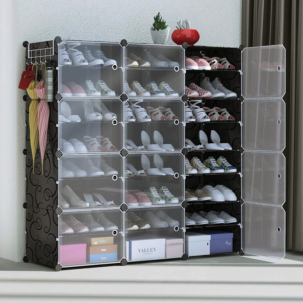 Shoe Rack Organizer with Transparent Doors Storage & Organization - Tophatter Daily Deals