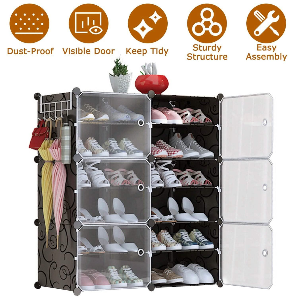 Shoe Rack Organizer with Transparent Doors Storage & Organization - Tophatter Daily Deals