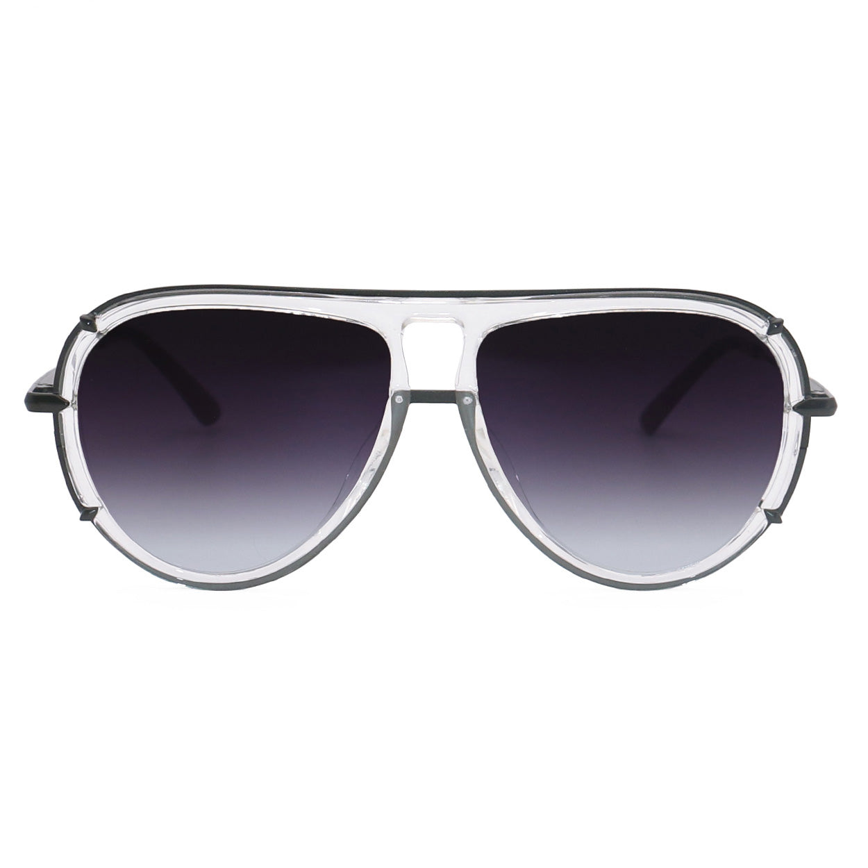 TopFoxx Ivy Luxe - Clear Black Tangle-Free Unisex Round Aviator Sunglasses Sunglasses - Tophatter Daily Deals