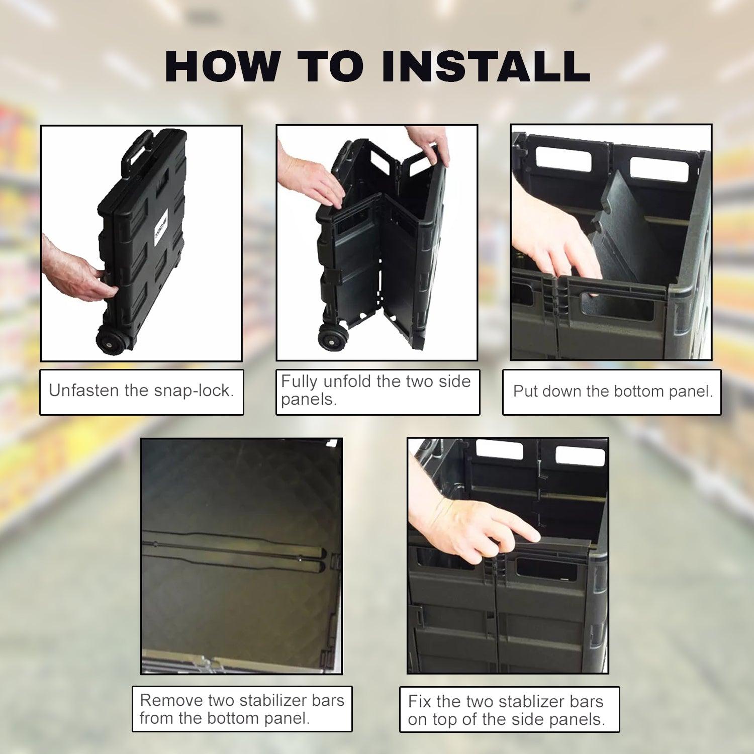 Folding Shopping Cart Trolley - 25kg Multipurpose Foldable Shopping Trolley Cart Handle Wheel Camping Caddy Boot Home - Tophatter Daily Deals