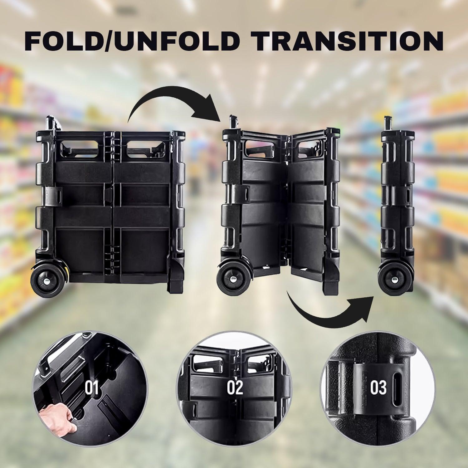 Folding Shopping Cart Trolley - 25kg Multipurpose Foldable Shopping Trolley Cart Handle Wheel Camping Caddy Boot Home - Tophatter Daily Deals