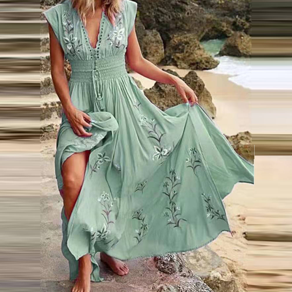 Fashion Sexy Slim Floral Skirt Midi Dresses - Tophatter Daily Deals