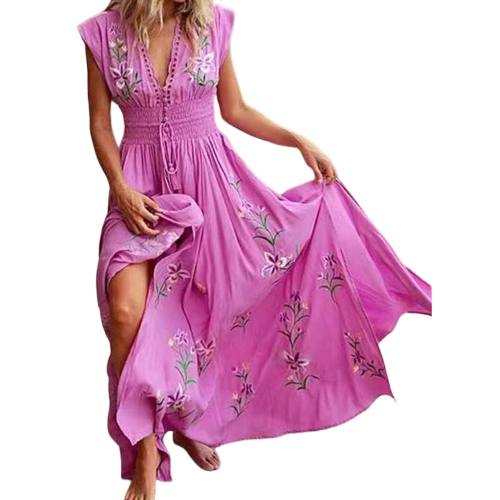 Fashion Sexy Slim Floral Skirt Midi Dresses - Tophatter Daily Deals