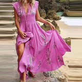Fashion Sexy Slim Floral Skirt Rose Red Midi Dresses - Tophatter Daily Deals