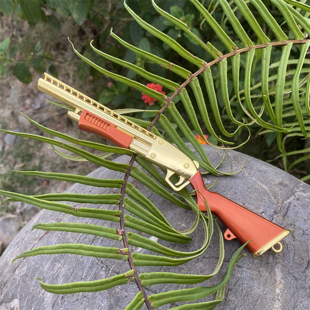 Miniature Metal Golden Plated Pump Shotgun 17.5CM/6.8