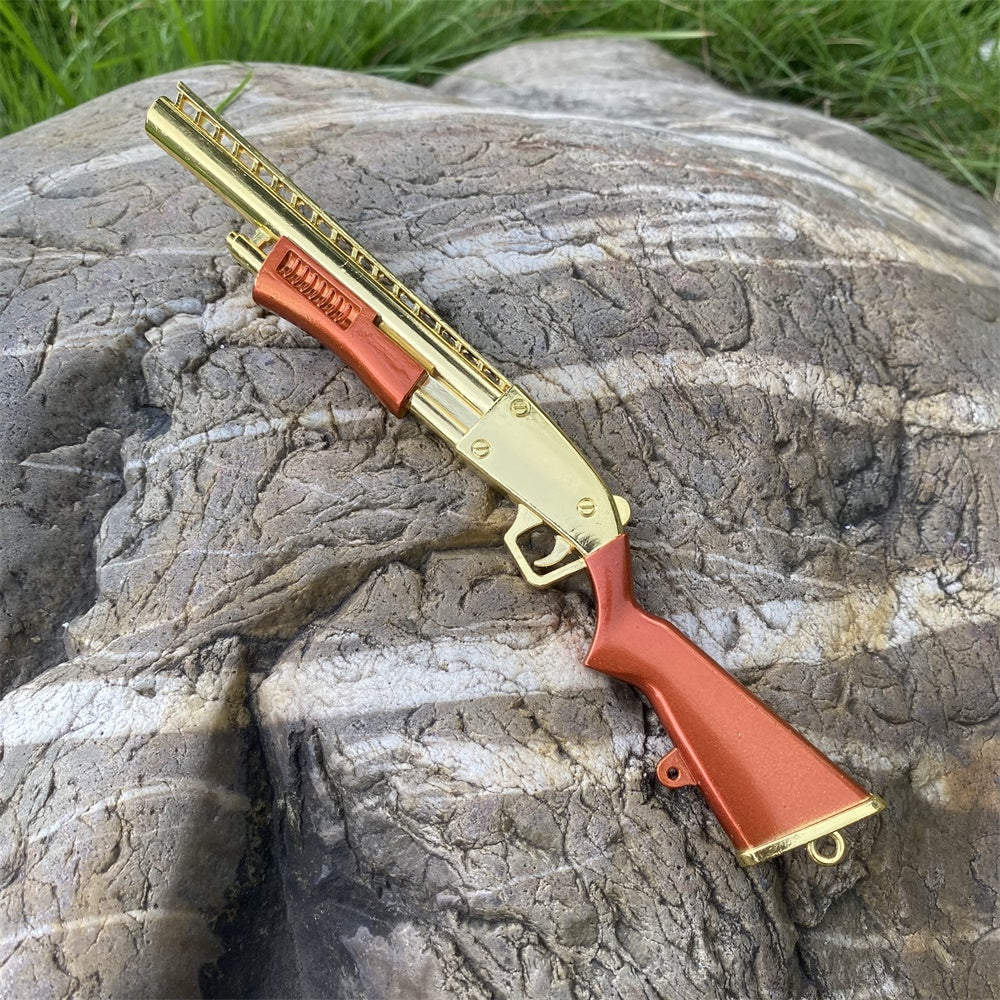 Miniature Metal Golden Plated Pump Shotgun 17.5CM/6.8