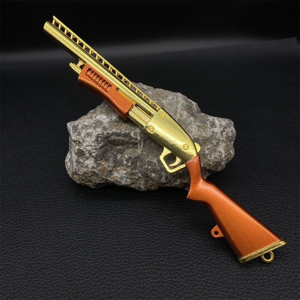 Miniature Metal Golden Plated Pump Shotgun 17.5CM/6.8