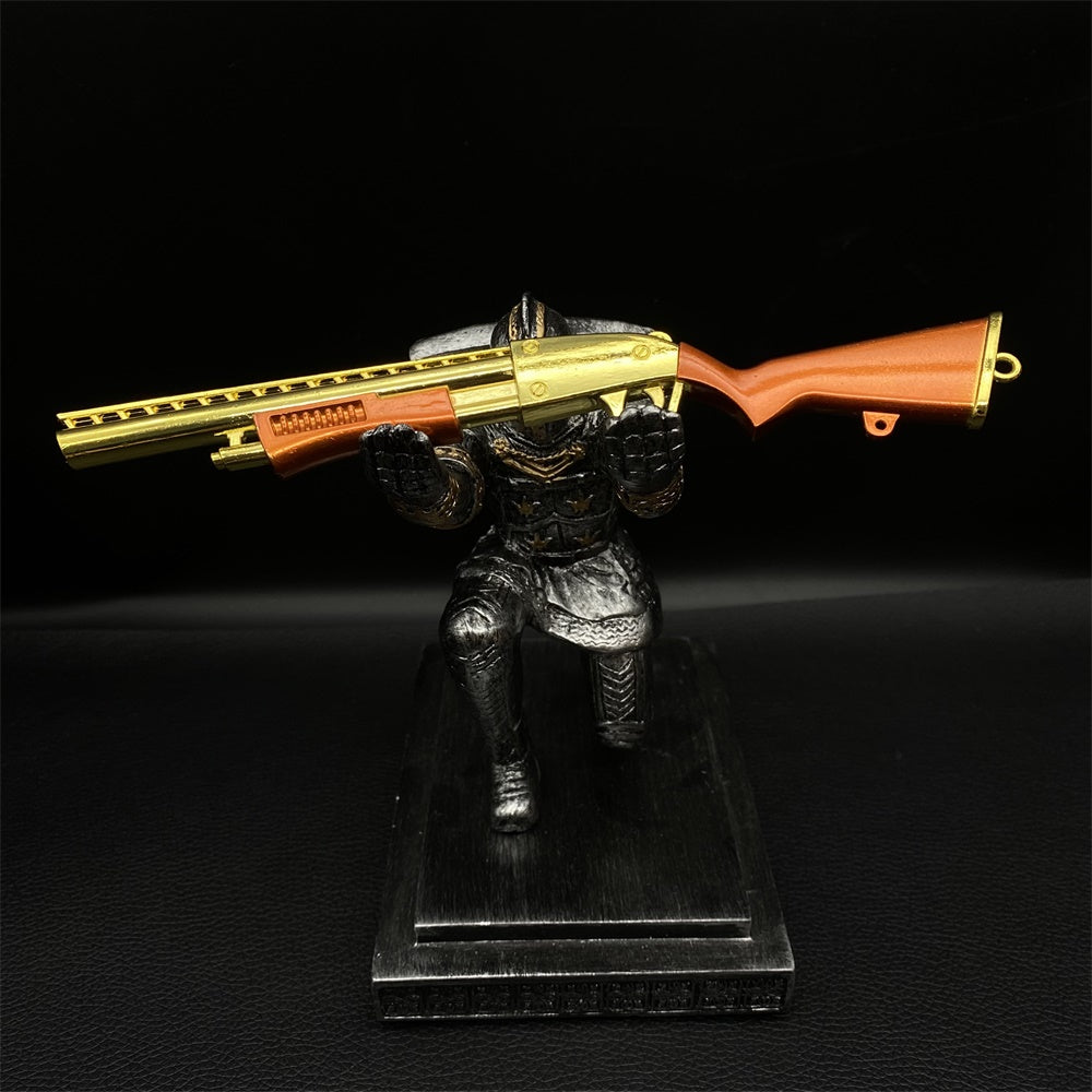 Miniature Metal Golden Plated Pump Shotgun 17.5CM/6.8