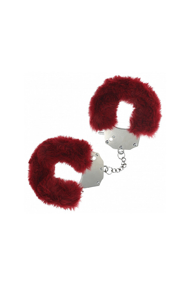 Ouch by Shots Toys - Heavy Duty Fluffy Handcuffs Burgundy BDSM - Tophatter Daily Deals
