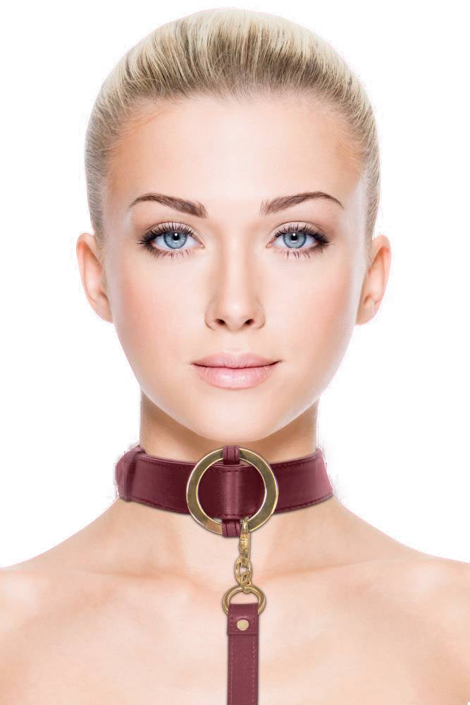 Ouch by Shots Toys - Halo - Collar with Leash - Burgundy Lingerie - Tophatter Daily Deals