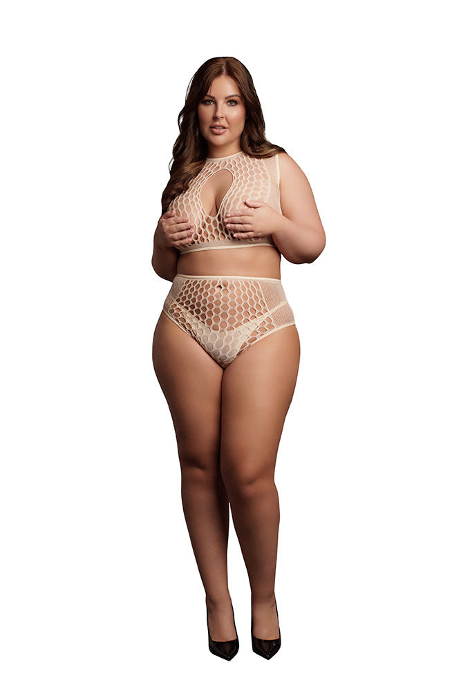 Shots Toys - Le Désir - DES027X - Key-Hole Bra Set - Various Colors - OS/XL Beige OSXL Lingerie - Tophatter Daily Deals