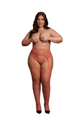 Shots Toys - Le Désir - DES051 - Fishnet & Lace Garterbelt Stockings - Various Colors & Sizes Red OSXL Lingerie - Tophatter Daily Deals