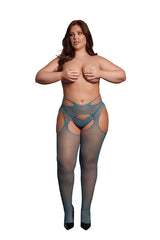 Shots Toys - Le Désir - DES055 - Suspender Pantyhose with Strappy Waist - Various Colors & Sizes Blue OSXL Lingerie - Tophatter Daily Deals