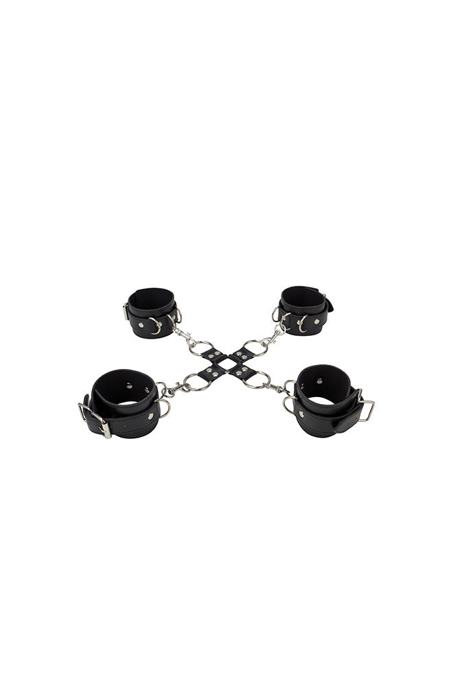 Ouch by Shots Toys - Leather Hand & Leg Cuffs - Black BDSM - Tophatter Daily Deals