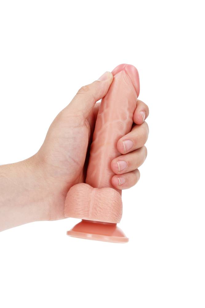 Shots Toys - RealRock - 6" Curved Dildo with Balls - Various Colors Sex Toy - Tophatter Daily Deals