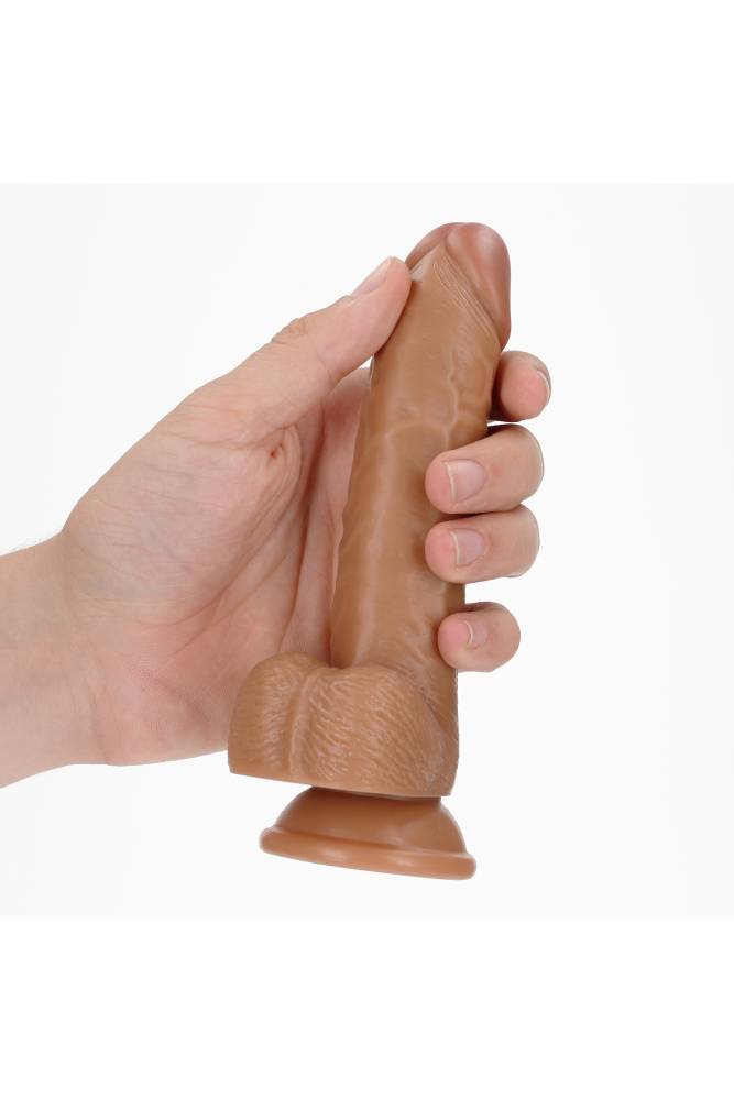 Shots Toys - RealRock - 6" Curved Dildo with Balls - Various Colors Sex Toy - Tophatter Daily Deals