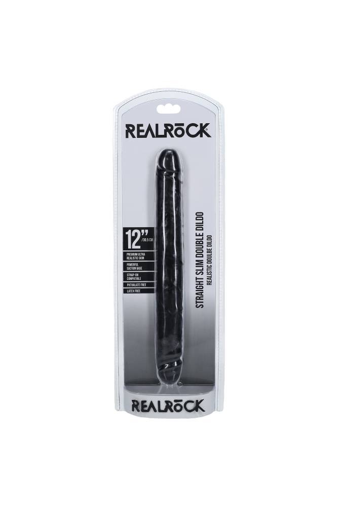 Shots Toys - RealRock - Slim Double Ended Dong - Various Sizes & Colors 12 inch Black Sex Toy - Tophatter Daily Deals