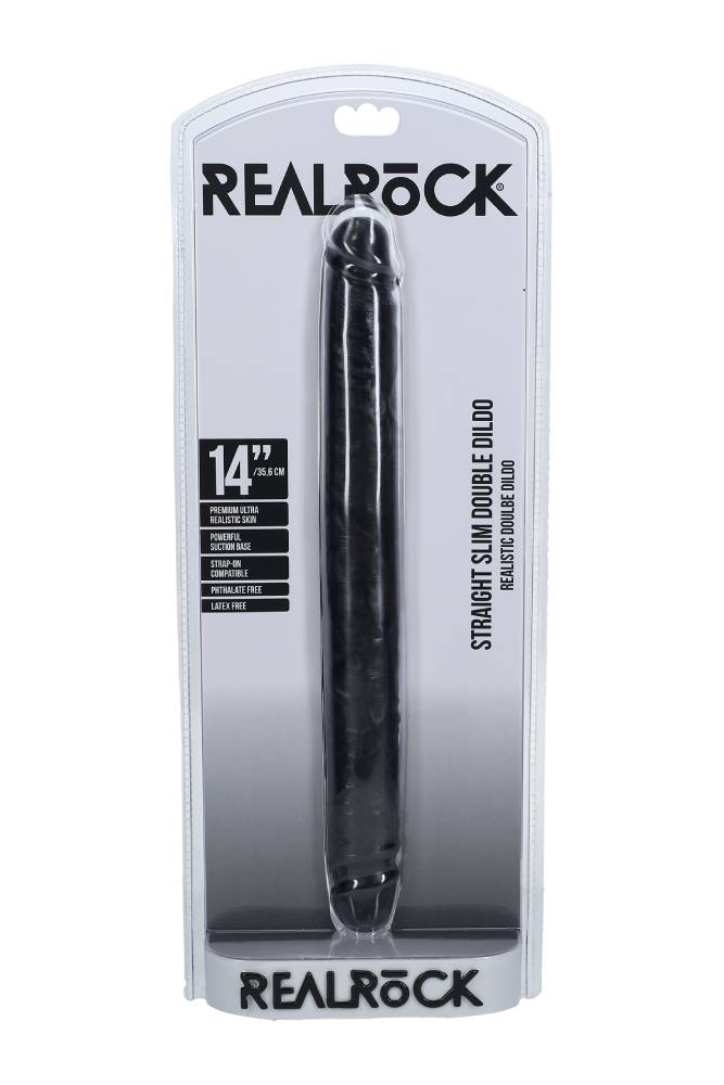 Shots Toys - RealRock - Slim Double Ended Dong - Various Sizes & Colors 14 inch Black Sex Toy - Tophatter Daily Deals