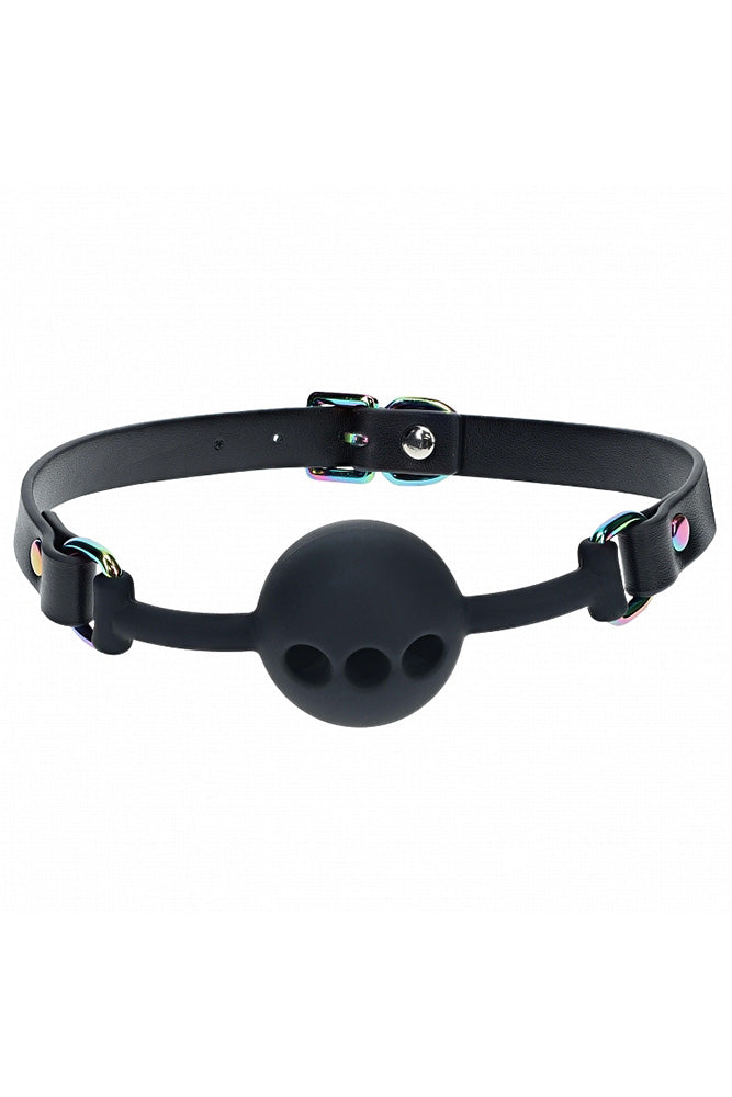 Ouch International - Venice Collection - Silicone Ball Gag - Black/Iridescent BDSM - Tophatter Daily Deals