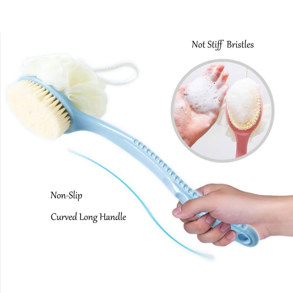 Shower Body Brush with Bristles and Loofah Bath - Tophatter Daily Deals