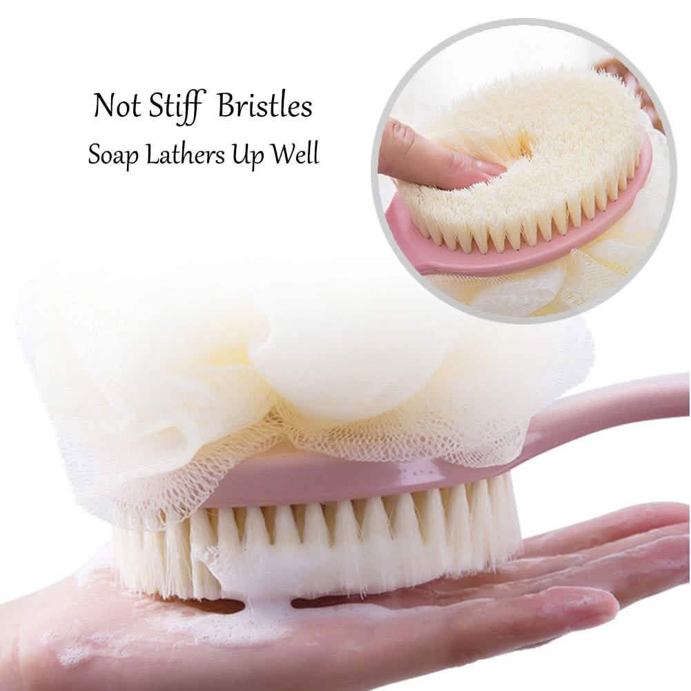Shower Body Brush with Bristles and Loofah Bath - Tophatter Daily Deals