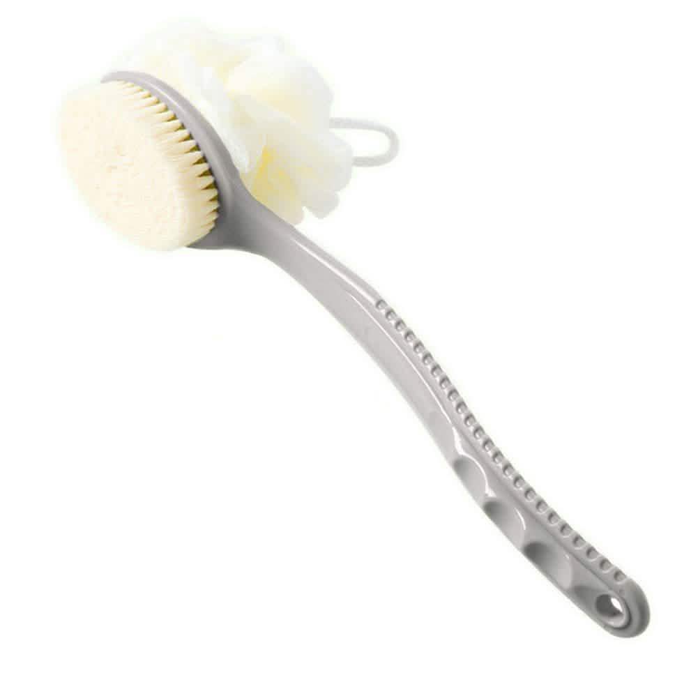 Shower Body Brush with Bristles and Loofah Gray Bath - Tophatter Daily Deals