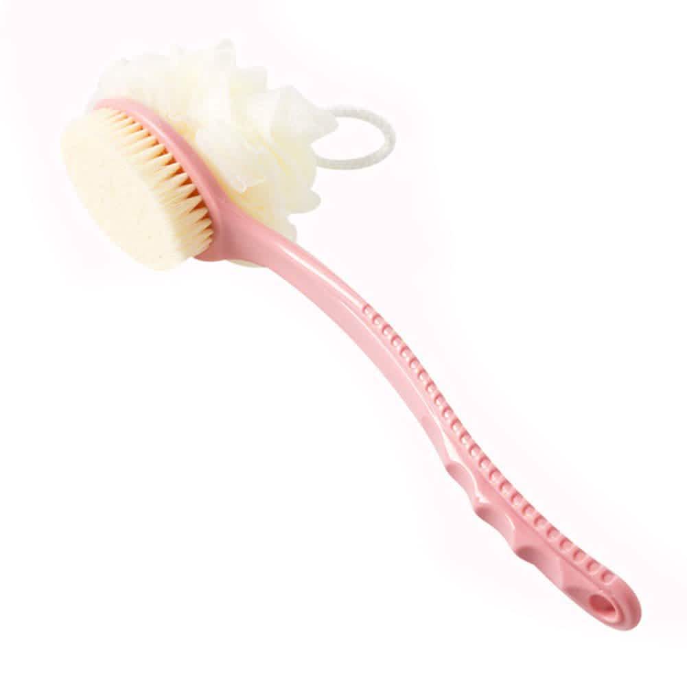 Shower Body Brush with Bristles and Loofah Pink Bath - Tophatter Daily Deals