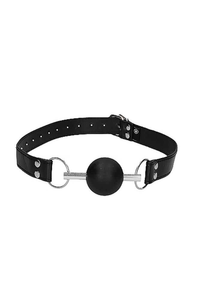 Ouch by Shots Toys - Black & White - Solid Ball Gag with Bonded Leather Straps - Black BDSM - Tophatter Daily Deals