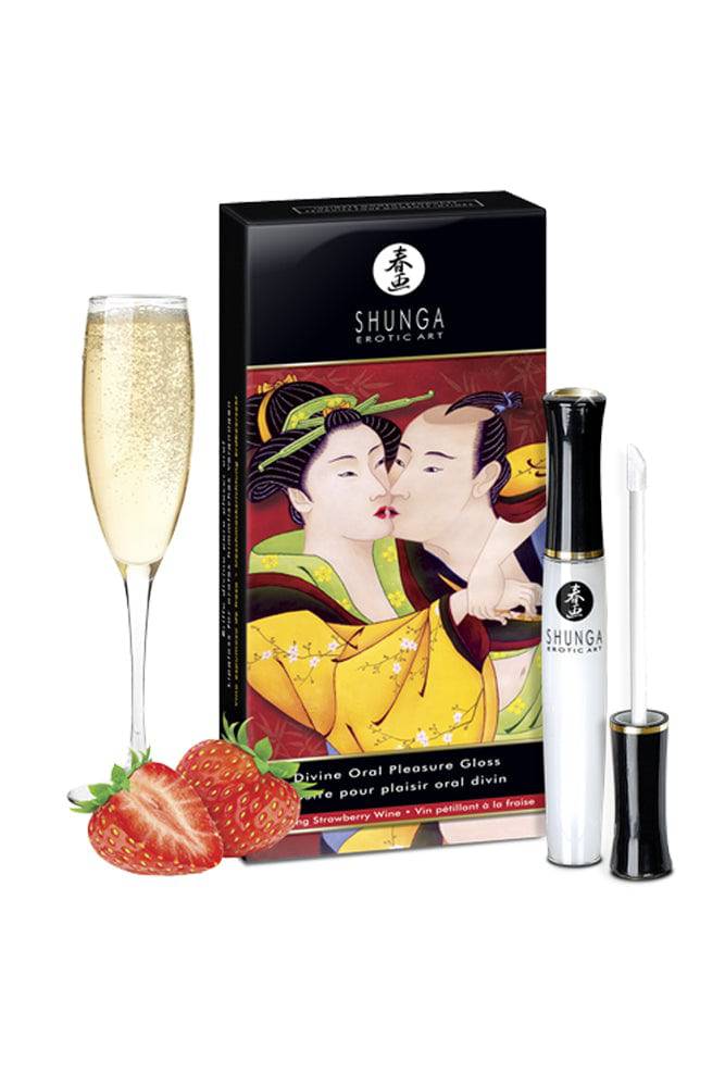 Shunga - Divine Oral Pleasure Lip Gloss - Strawberry Wine Liquid - Tophatter Daily Deals