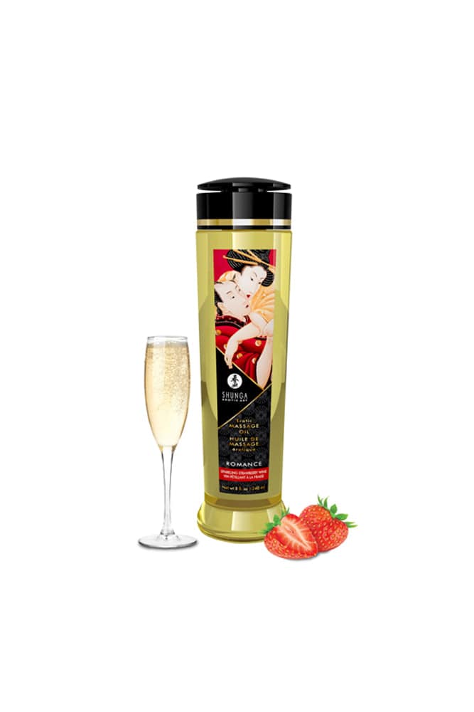 Shunga - Erotic Massage Oil - 8oz - Strawberry Wine Liquid - Tophatter Daily Deals