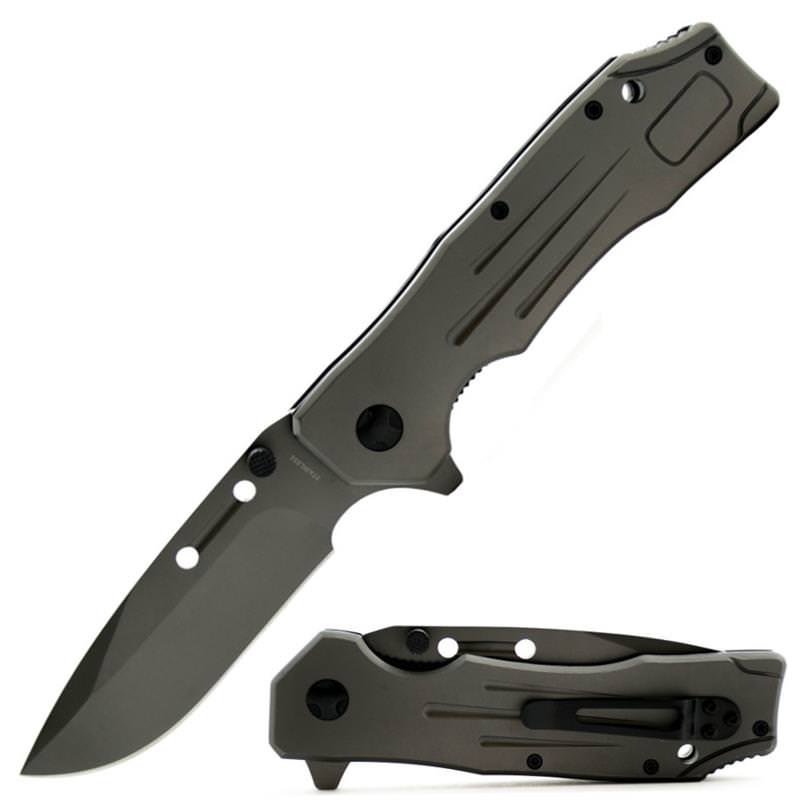 HEAVY DUTY Gunmetal Tactical Spring Assisted Open Combat Pocket Knife - Tophatter's Army Products & Self Defense Collectible Weapons - Tophatter Daily Deals