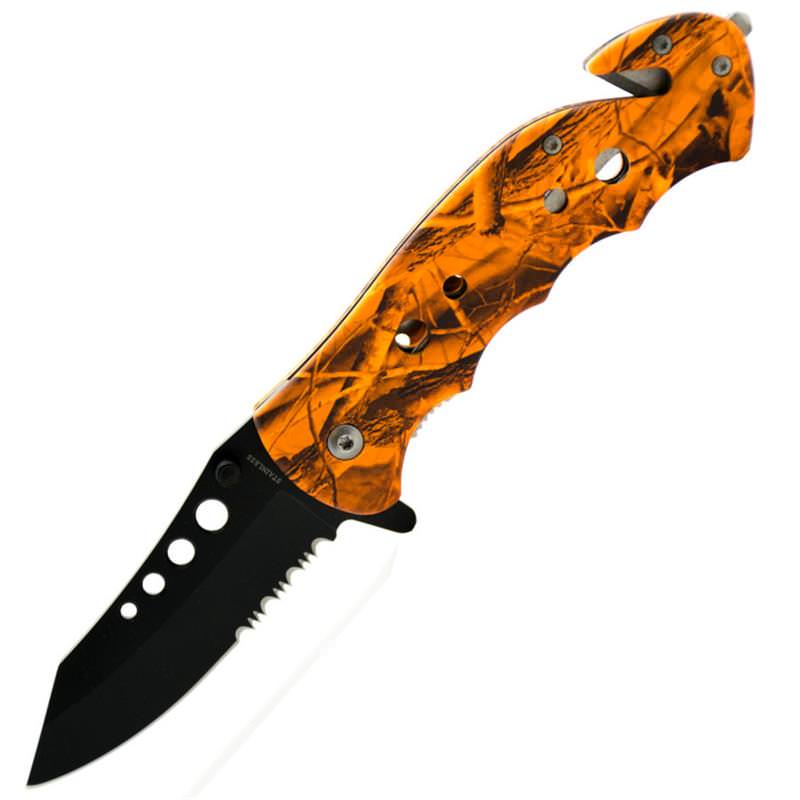 Orange Camo Tactical Outdoor Assisted Opening Survival Folding Pocket Knife Collectible Weapons - Tophatter Daily Deals