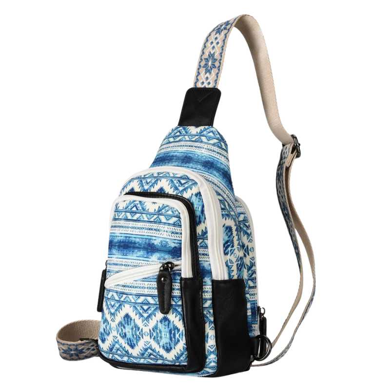 Concealed Carry Aztec Indie Canvas Sling Crossbody Backpack Purse Blue Handgun Purses - Tophatter Daily Deals