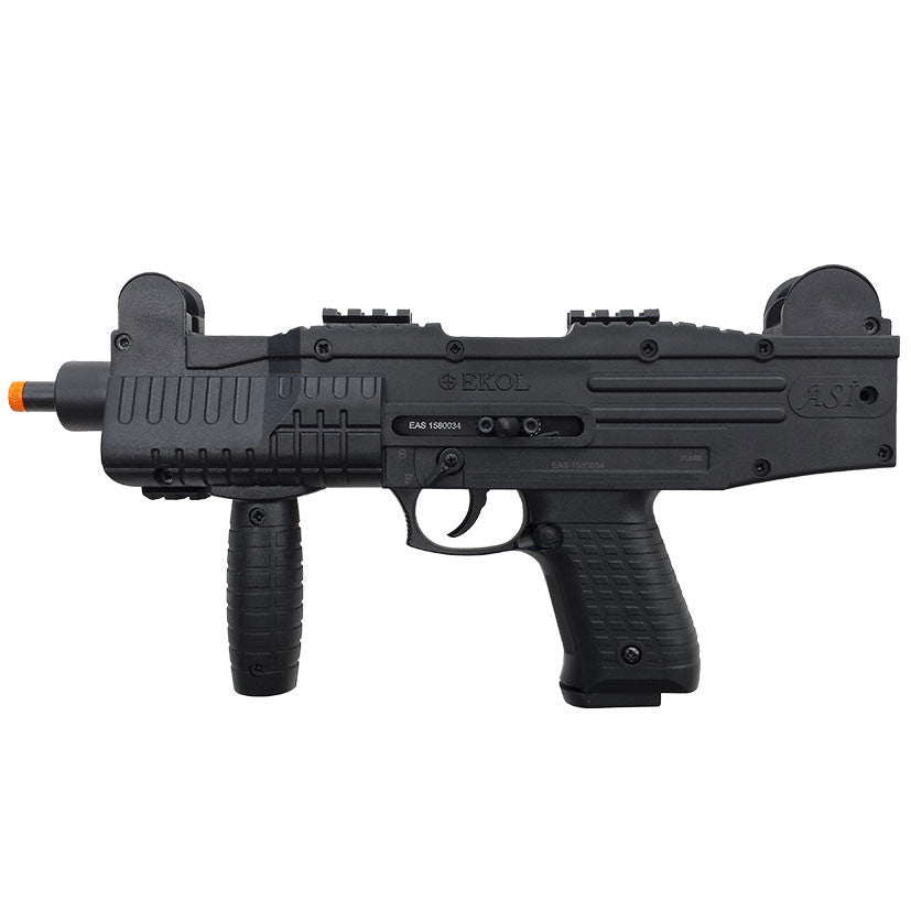 EKOL ASI UZI Black - Full Auto Front Firing 9mm Blank Gun (Includes 2 Magazines) - Tophatter's Weapons'N'Deals Blank Firing Replica Guns - Tophatter Daily Deals