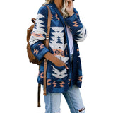 Sidefeel Women Open Front Cardigan Sweater Button Down Knit Sweater Coat Blue Women's Outerwear - Tophatter Daily Deals
