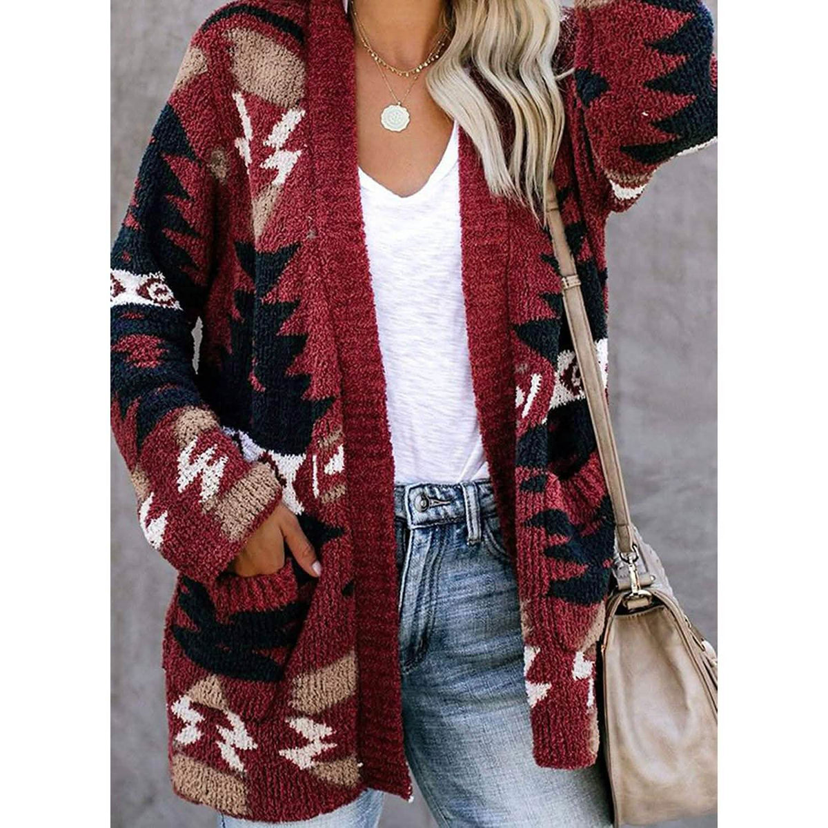 Sidefeel Women Open Front Cardigan Sweater Button Down Knit Sweater Coat Women's Outerwear - Tophatter Daily Deals