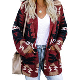 Sidefeel Women Open Front Cardigan Sweater Button Down Knit Sweater Coat Red Women's Outerwear - Tophatter Daily Deals