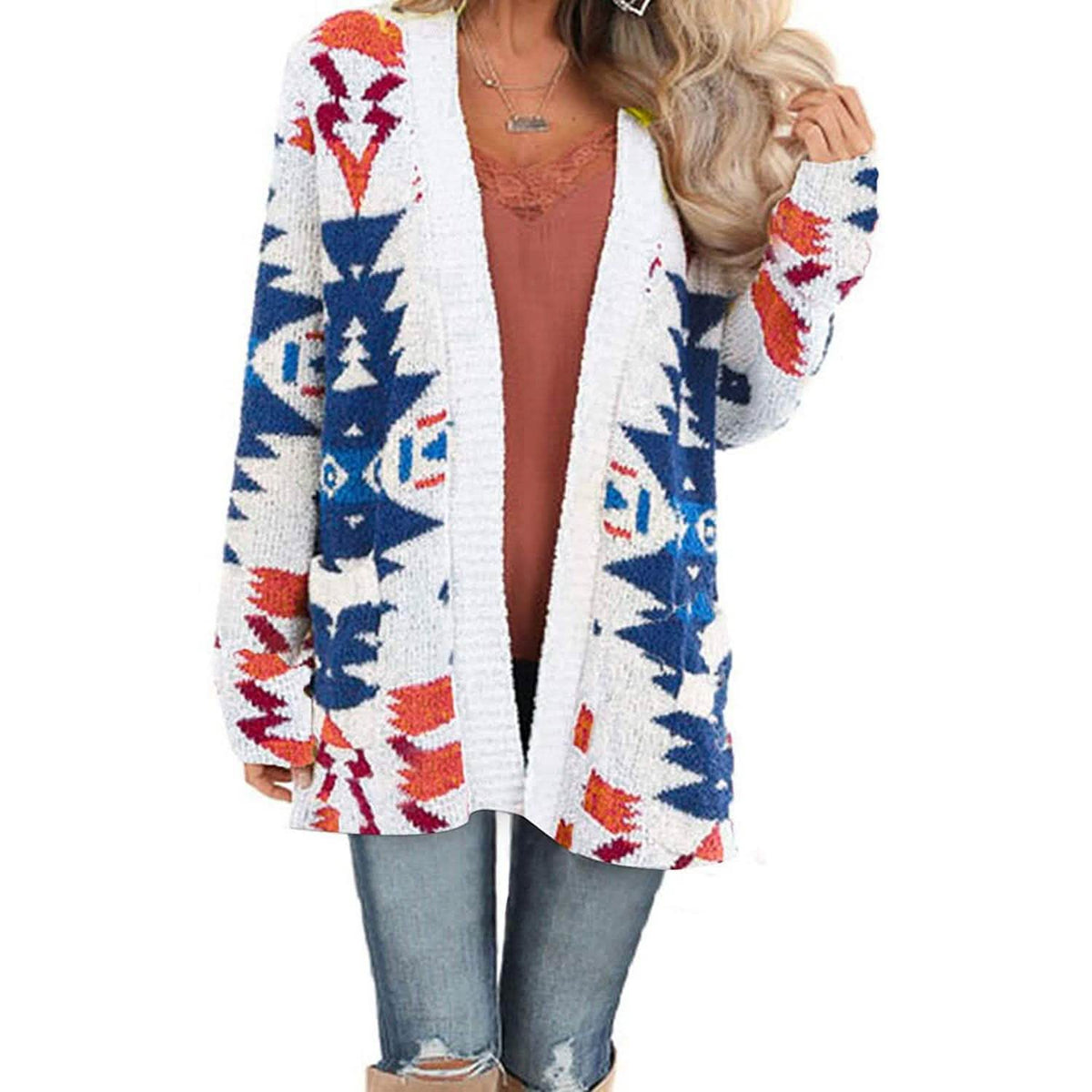Sidefeel Women Open Front Cardigan Sweater Button Down Knit Sweater Coat White Women's Outerwear - Tophatter Daily Deals
