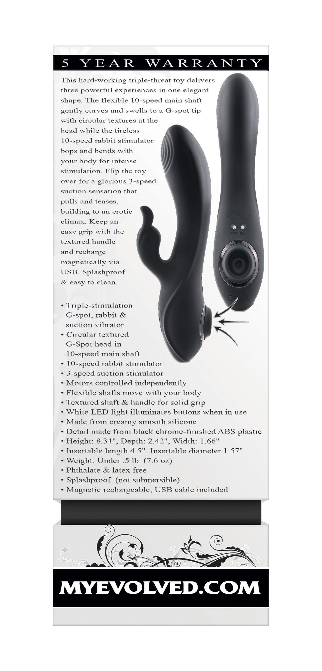 Evolved Rabbit Hole 21.2 Centimeter Rabbit Vibrator > Vibrators > Ladies > Rabbit - Tophatter Daily Deals