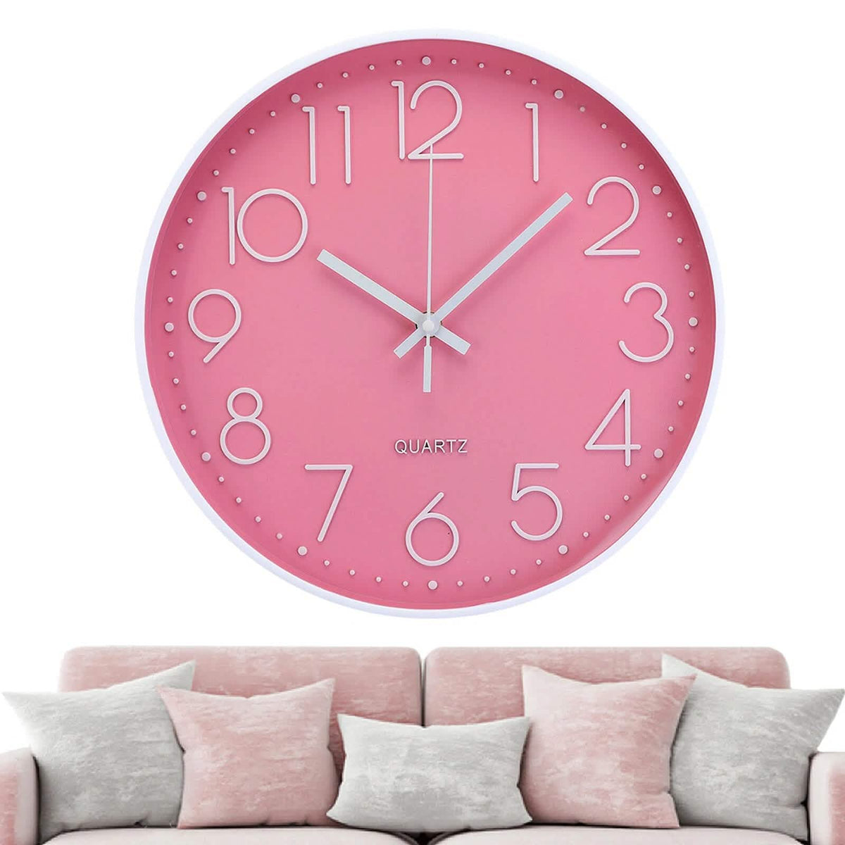 Silent Quartz Decorative Battery Powered Wall Clock Pink Household Appliances - Tophatter Daily Deals