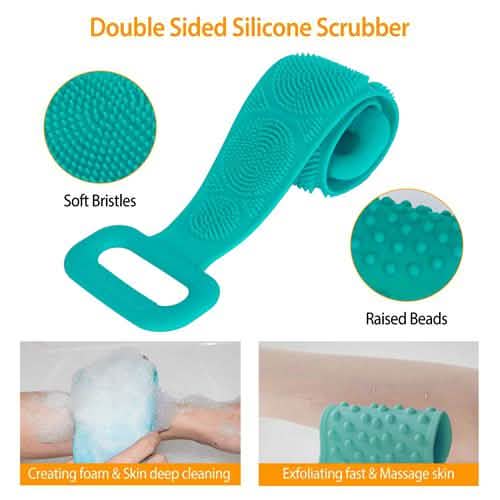 Silicone Back Scrubber Belt for Shower Exfoliating Foaming Body Bath - Tophatter Daily Deals