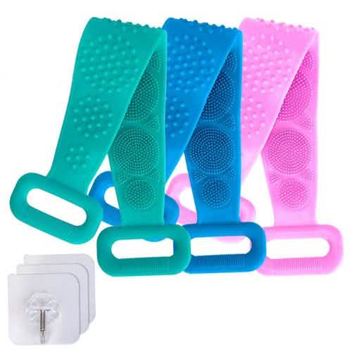 Silicone Back Scrubber Belt for Shower Exfoliating Foaming Body Bath - Tophatter Daily Deals