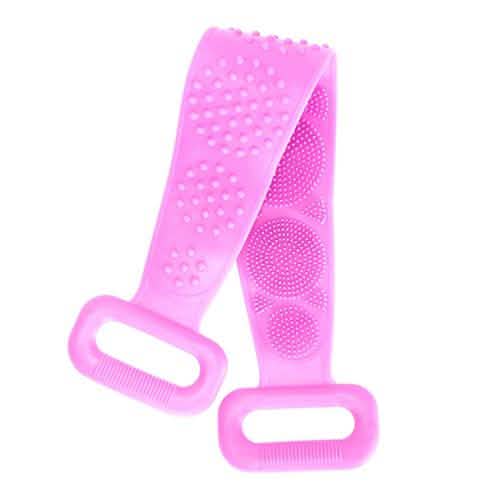 Silicone Back Scrubber Belt for Shower Exfoliating Foaming Body Pink Bath - Tophatter Daily Deals