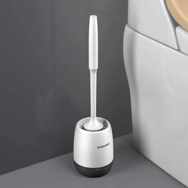 Silicone Head Toilet Brush Quick Draining Clean Tool Floor Standing Black Bath - Tophatter Daily Deals
