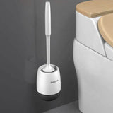 Silicone Head Toilet Brush Quick Draining Clean Tool Wall Mounted Black Bath - Tophatter Daily Deals